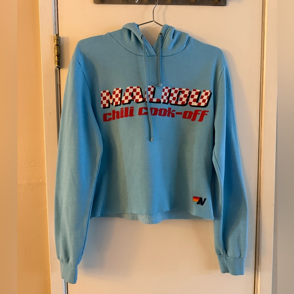 Aviator Nation Malibu Cropped Boyfriend Hoodie